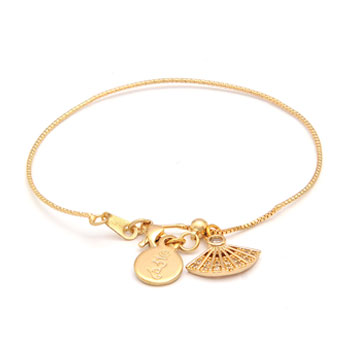 Chinese Fan Charm Gold Bracelet