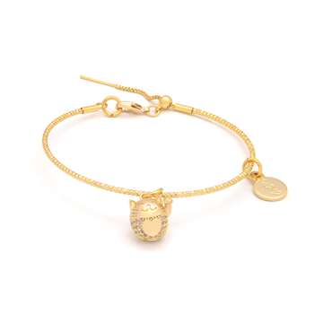 Wealth Cat Charm Gold Bracelet