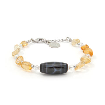 Tortoise Shell Dzi with Citrine Bracelet 